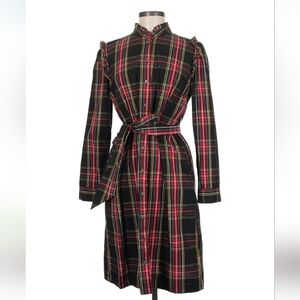 J.Crew Factory Black Plaid Flannel Shirtdress 8 $70 Retail